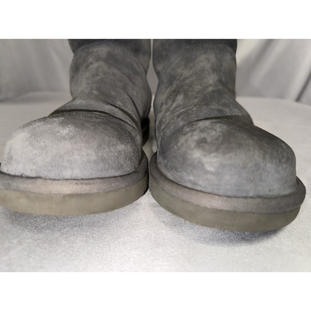 UGG Roslynn Grey Metallic Sz 8 Suede Zipper Boot W/Cream Sherpa Lining Midcalf - Picture 6 of 15
